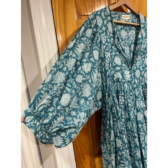 Women’s Daughters of India Kyra Dress in Ocean Blue Cotton Boho - Picture 2 of 7